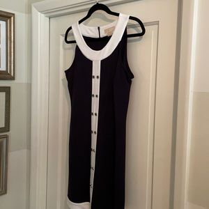 Little black dress with white trim
